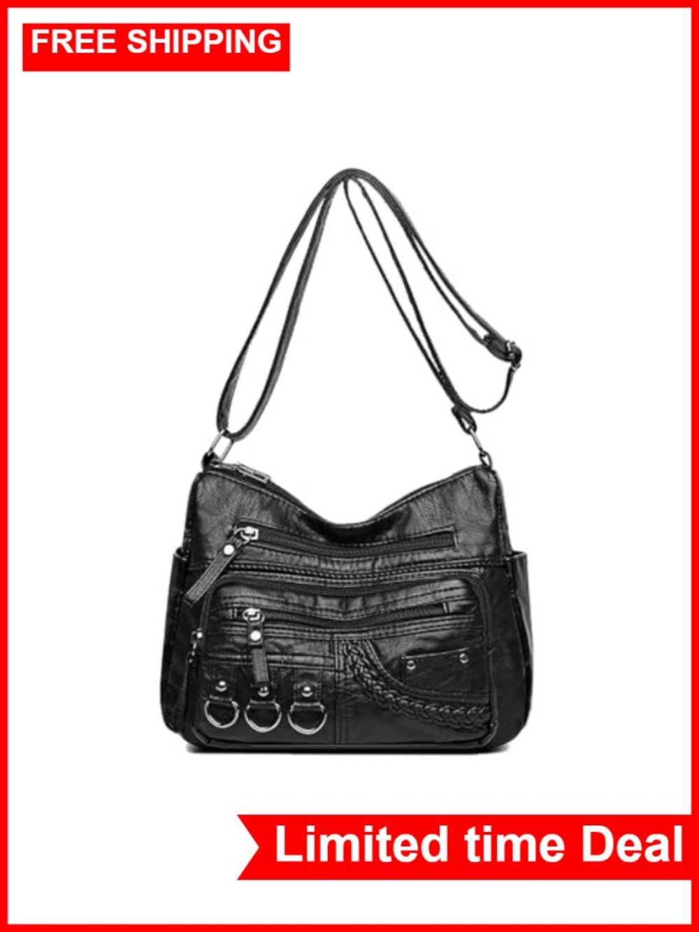 Vintage PU Leather Hobo Bag Crossbody Shoulder Purse